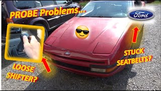 LOOSE Shifter amp STUCK Seat Belts 1991 Ford Probe V6 5speed [upl. by Airdnahs]