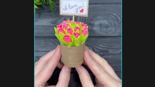 Paper rose vase  مزهرية ورد ورقية اشغاليدويه [upl. by Ahseila278]