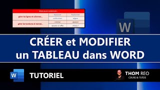 Les TABLEAUX avec WORD  Tutoriel complet et facile Cours Word [upl. by Nevur]