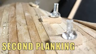 Second layer of PLANKING  Model ship building  RC Fifie [upl. by Ardnasil]