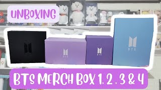 UNBOXING BTS MERCH BOX 1 2 3 4 [upl. by Aillil375]