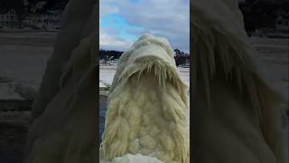 Stunning Natural Ice Sculptures Cover South Haven Michigan Lighthouse ice [upl. by Fanya]