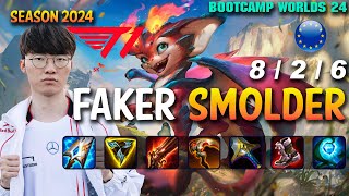 T1 Faker SMOLDER vs SYLAS Mid  Patch 1421 EUW Ranked WORLDS 2024 Bootcamp  lolrec [upl. by Enyar]