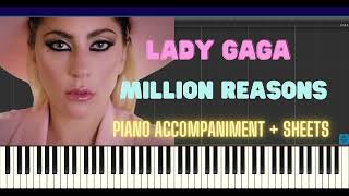 Lady Gaga  Million Reasons Piano Tutorial  SHEETS lyrics [upl. by Aihselat]