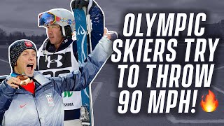 Olympic Skiers Try To Throw 90 MPH  ERIC SIM [upl. by Zerlina]