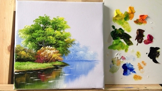 How to paint trees and bushes in acrylics part 1 [upl. by Ahsiruam]