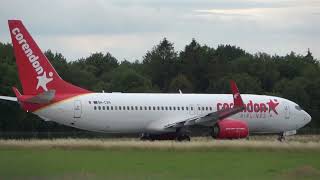 Corendon Airlines Europe B737800 Takeoff Groningen Airport Eelde [upl. by Ardnekat39]