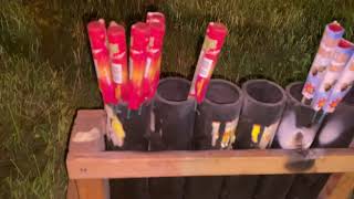 Quick Fireworks Demo Boomer brand “Wild Geese”and “Clustering Bees” rockets [upl. by Eirrek747]