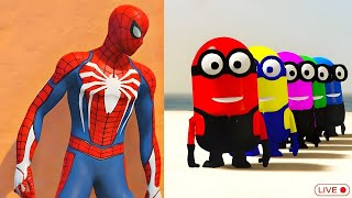 GTA 5 Epic Ragdolls RED SPIDERMAN VS RED MINION VS GREEN MINION Euphoria Physics amp Funny Fails [upl. by Calv]