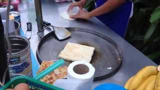 Thai Banana Pancake banana crepe banana roti [upl. by Dlorej]