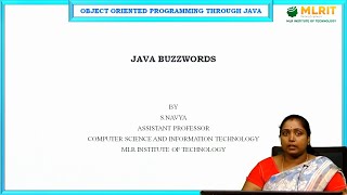 LEC02 Object Oriented Programming Using Java  Java Buzzwords by Mrs S Navya [upl. by Crompton]