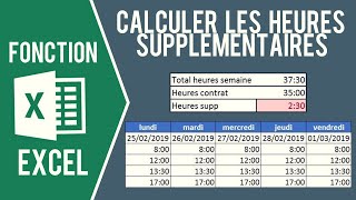 EXCEL  CALCULER LES HEURES DE TRAVAIL et heures supplémentaires [upl. by Adele]