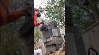 Stonemasons process of splitting block stonemason bricklayer block constructionmaterial tips [upl. by Pavla]