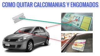 Como retirar las calcomanias engomados verificasiones de mi vehiculo facilmente [upl. by Zelle]