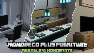 Furniture Mod for MCPE 120  monoDeco Plus Furniture 500 Blocks V024  Mod Showcase [upl. by Ahsiya]