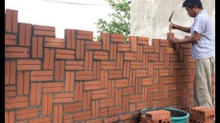 Amazing Brick Wall Design And Construction Home Improvement  Creative Brick Wall Construction Idea [upl. by Adyan]