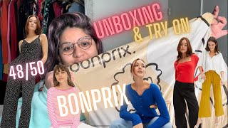 Haul Bonprix taille 48  unboxing essayages grande taille [upl. by Heindrick]