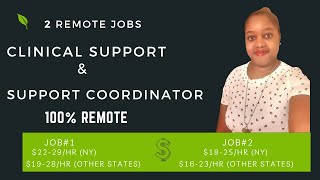 2 Remote Jobs  Clinical Support  Support Coordinator  Excellent Salaries  Apply Today [upl. by Rihaz]