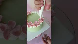 simple cake decoration floral design  whipped cream decoration idea [upl. by Lavud]