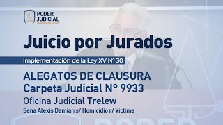 JUICIO POR JURADOS  CARPETA JUDICIAL N°9933  TRELEW  ALEGATOS DE CLAUSURA [upl. by Yerfdog239]