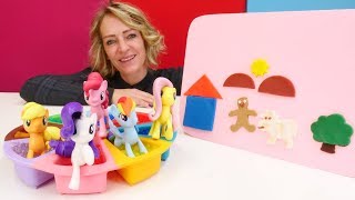 Nicoles Spielzeug Kindergarten  Die kleine Ponys kneten mit PlayDoh [upl. by Arlinda]