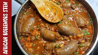 South African Boerewors Sausage Stew Recipe  Cooking African Traditional Food [upl. by Eiramrebma]