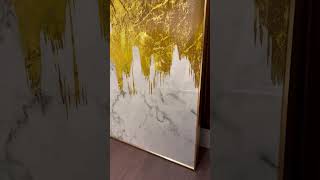 Golden Abstract Crystal Glass Painting  YF Decor [upl. by Cathy131]