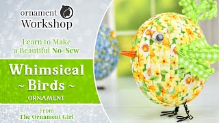 No Sew Whimsical Birds Quilted Fabric Ornaments [upl. by Nihhi]