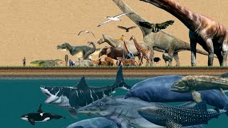 Animal Size Comparison Living and Extinct  The Largest Animals in the World [upl. by Novyat]