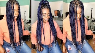 LARGE KNOTLESS BOX BRAIDS WITH BEADS TUTORIAL [upl. by Mark]