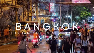 4K Walking around Saphan Taksin BTS Station Sathorn Pier in Bangkok Thailand [upl. by Ebony]