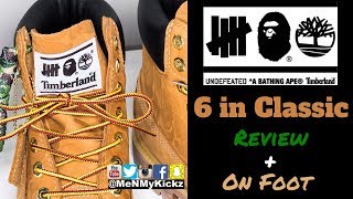 Undefeated x A Bathing Ape x Timberland Wheat 6 Inch Boot Review  On Feet · Classic Bape Timbs [upl. by Sadie]