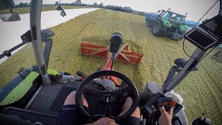 CLAAS XERION 3800 TRAC VC  PUSHING SILAGE  View From The Driver [upl. by Aronaele]