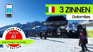 3 Zinnen Dolomites Italy ski run 41 Drei Zinnen  Tre Cime from top to bottom [upl. by Nodaj]