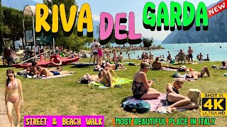 NEW Riva del Garda Walking Tour 2024  Panoramic Views Beach Walk  Lake Garda  Italy 4K60fps [upl. by Eyk]