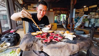 Unbelievable Japanese Food 🏔️ STONE BBQ in Mountains Japan [upl. by Worden]