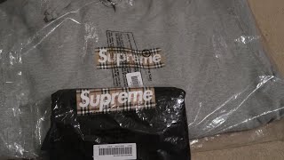 SUPREME X BURBERRY BOX LOGO TEE  HOODIE PICKUPUNBOXING [upl. by Mendes]