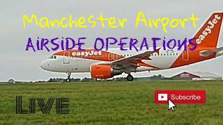 Airside Operations LIVE Manchester Airport Plane Spotters heaven [upl. by Nonah329]