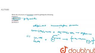 Write the structures of monomers used for getting the following polymers i Nylon66 ii Glyptal [upl. by Lonnard527]