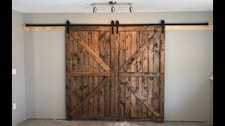 Building Interior Rustic Barn Doors on a Budget DIY How To Build [upl. by Nosmoht639]