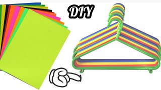 How to make paper cloth hangerseasily make newspaper cloth hangers paper hanger craft useful idea [upl. by Notyad]