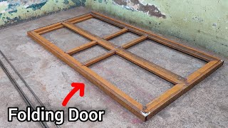 Folding Door  How To Install A Double Hinged Door In A Wood Frame  Design Door [upl. by Nileuqcaj]