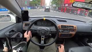 POV Manual Car Commuting in Traffic with Pedal Cam ASMR  HONDA Civic [upl. by Thea]