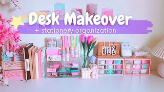 Aesthetic desk  Stationery organization makeover  Unboxing [upl. by Adirem]