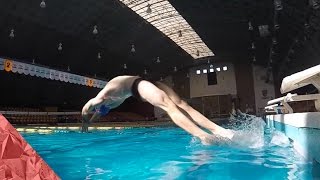 Backstroke start in super slow motion Backcrawl olympic start [upl. by Silohcin]