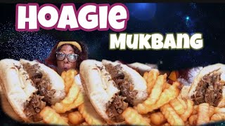 Giovannis Huge Cheesy Cheesesteak Mukbang Eating Show  Food Vlog [upl. by Radborne]