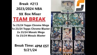 Ebay break 20232024 CHROME amp MOSAIC NBA 9X BOX TEAM BREAK 213 92124 1PM [upl. by Teryn]