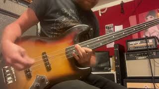 Sludge Metal Riff Sliding Harmonics and Soloing played with a Fretless Bass [upl. by Sikram]