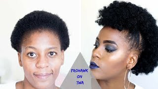 How to  Faux Frohawk Tutorial on Short Natural hair  TWA Hairstyles  Hair Blogger Miriam Maulana [upl. by Htnicayh]