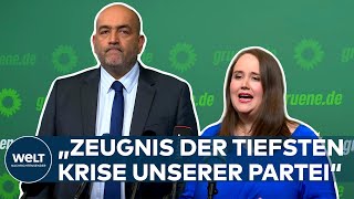 GRÜNENRÜCKTRITT quotEs braucht einen Neustartquot  Statement von Ricarda Lang amp Omid Nouripour  EIL [upl. by Sev551]